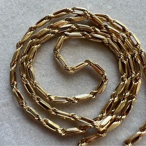 14k SOLID Figaro elongated bar link chain Necklace